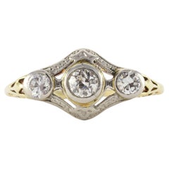 Dreistein-Diamant-Ring aus der Edwardianischen Ära