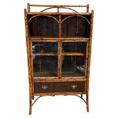 Edwardian Era Tortoise Bamboo Storage Cabinet