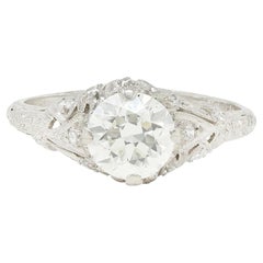 Edwardian European Diamond Platinum Antique Lily-of-the-Valley Engagement Ring