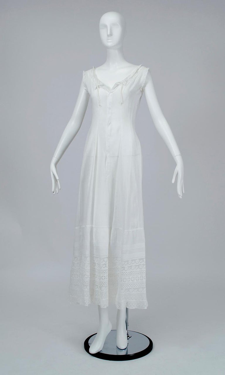 Edwardian Eyelet and Lace Full Bridal Petticoat Nightgown, 1900s For ...