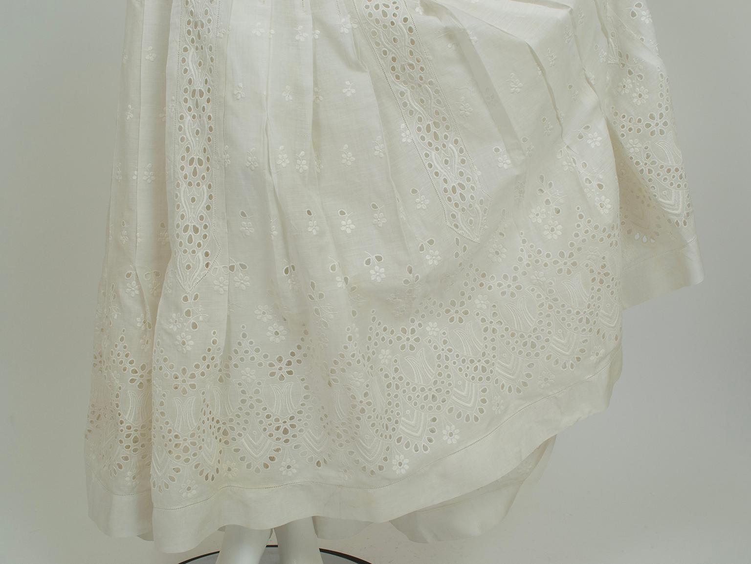Vestido de novia eduardiano con ojales y corpiño marinero de lino - S, 1900 en venta 11