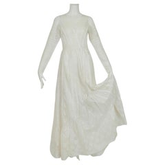 Vestido de novia eduardiano con ojales y corpiño marinero de lino - S, 1900