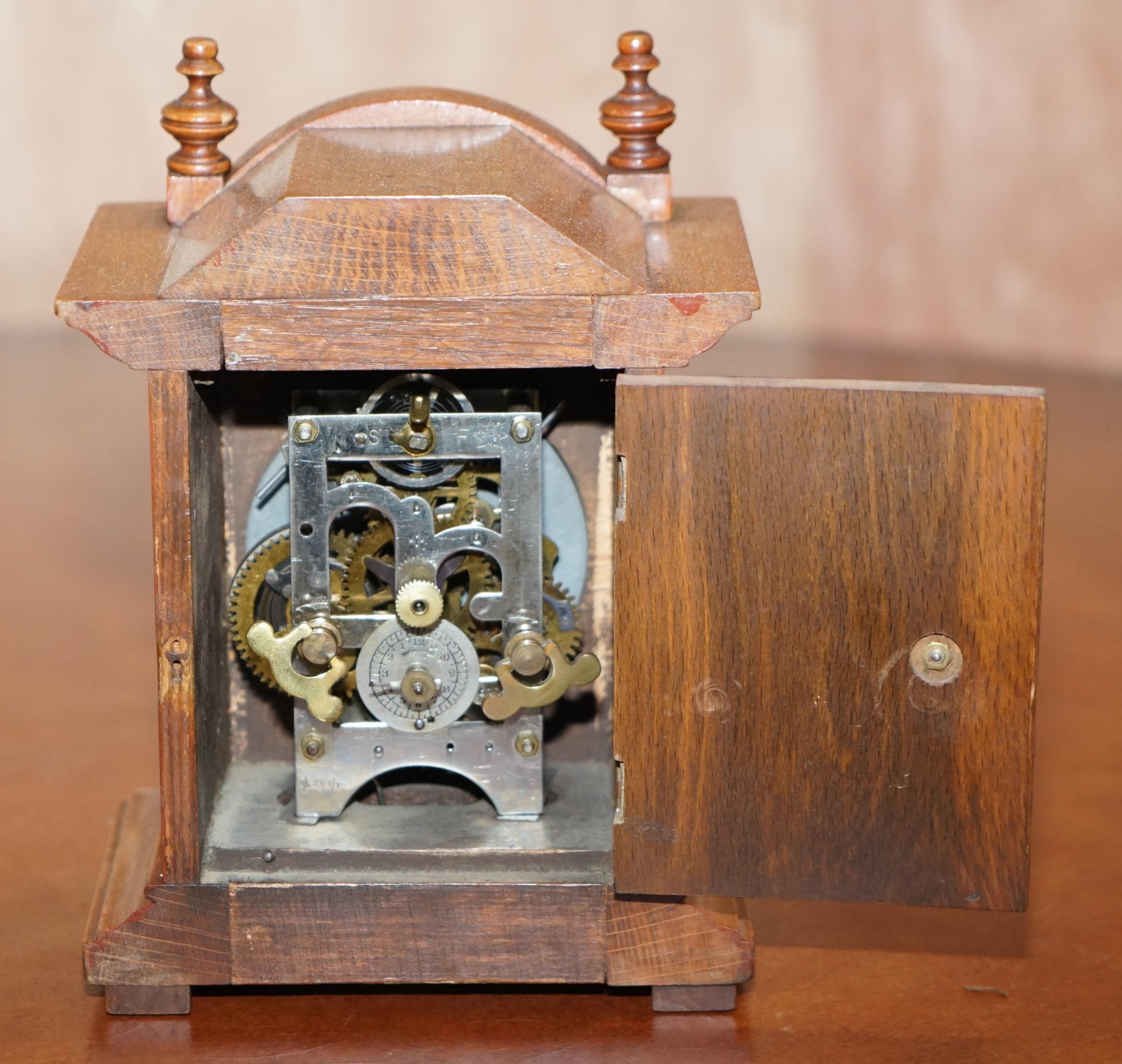 Edwardian F Ughans J Mantle Alarm Clock Oak Framed for Restoration 6