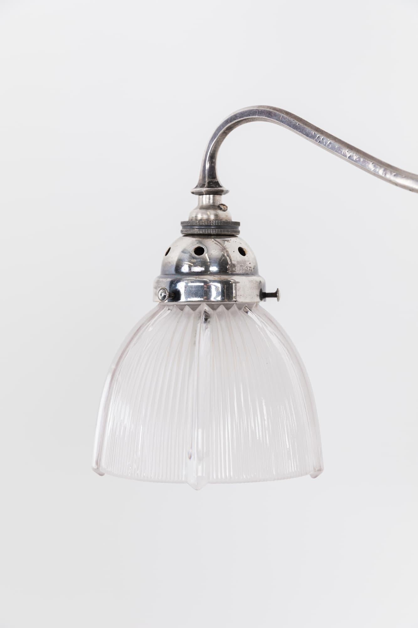 Pressed Edwardian Faraday & Son Rise and Fall Prismatic Glass Ceiling Light Lamp, c.1910