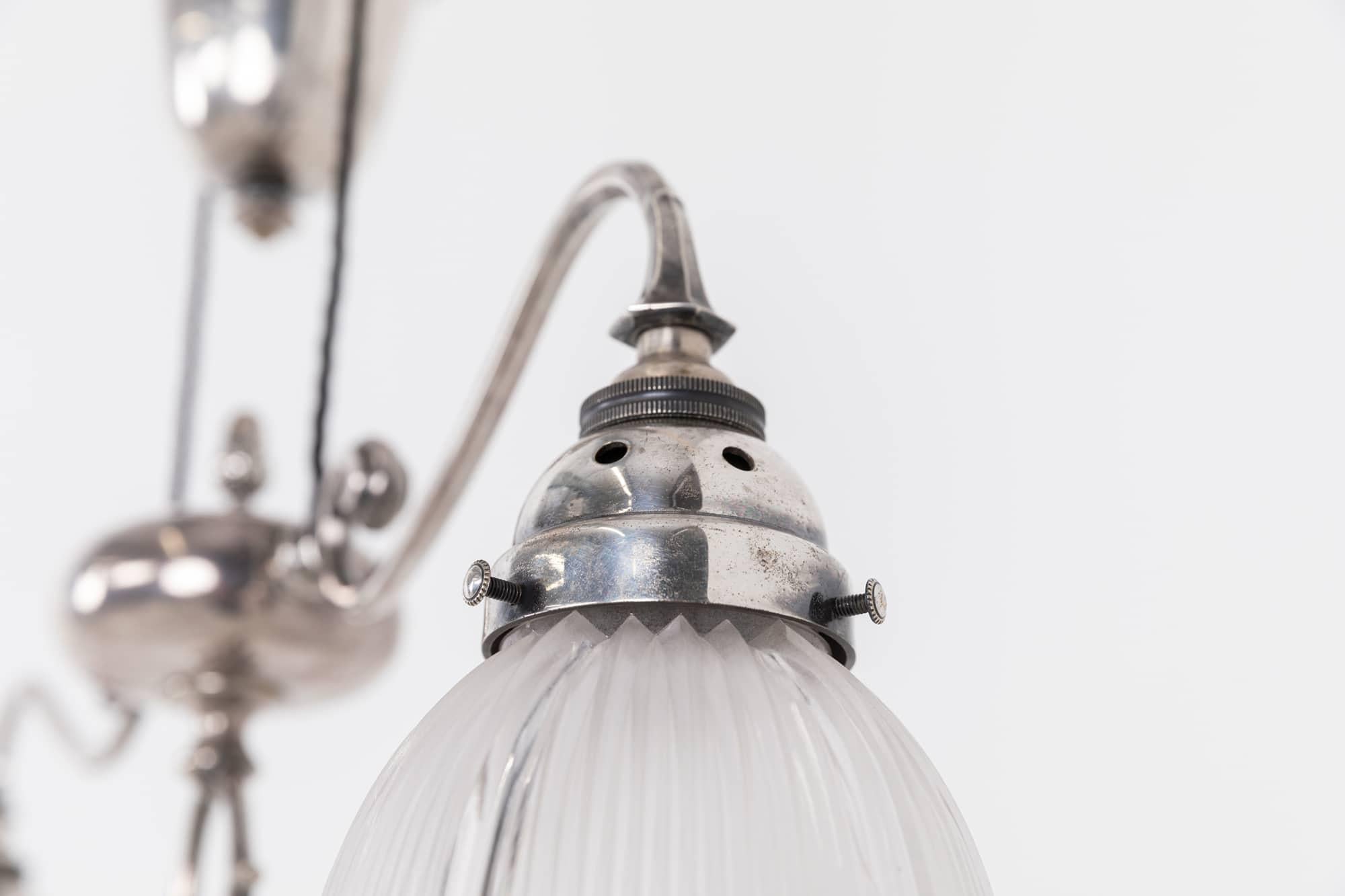 Early 20th Century Edwardian Faraday & Son Rise and Fall Prismatic Glass Ceiling Light Lamp, c.1910