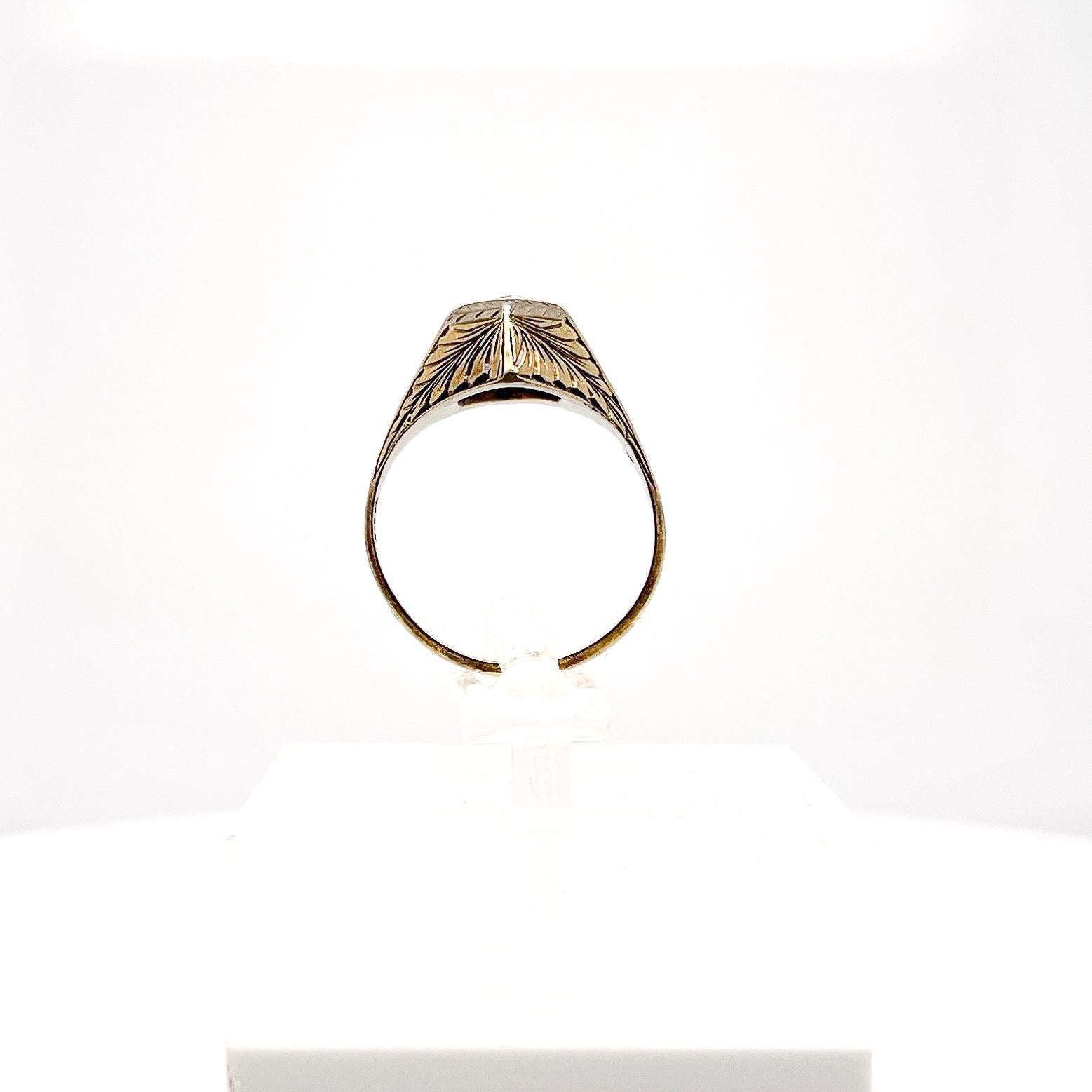 engraved feather ring