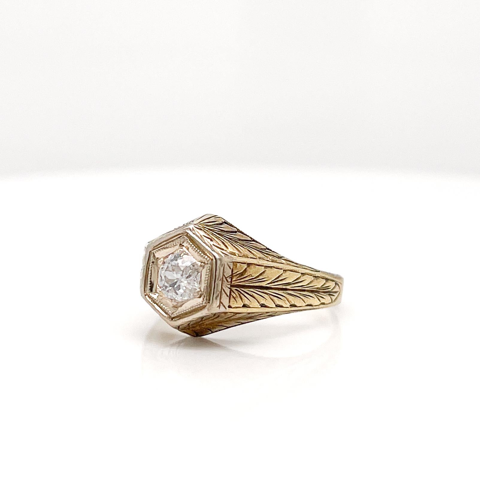 feather engagement ring