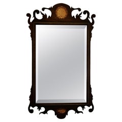 Antique Edwardian Figured Walnut Wall Mirror   Figured walnut wall mirror