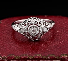 Edwardian Filigree .45 Ct Diamond 18 KT Ring