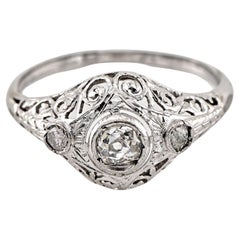 Edwardian Filigree .45 Ct Diamond 18 KT Ring