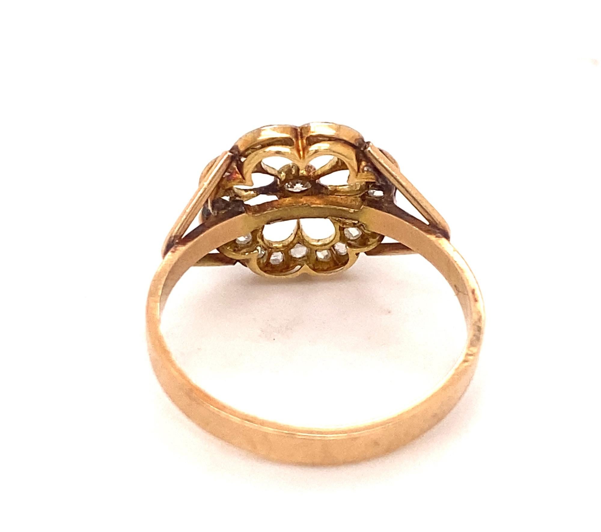 Edwardian Filigree Diamond Platinum 18K Yellow Gold Ring In Excellent Condition For Sale In Woodland Hills, CA
