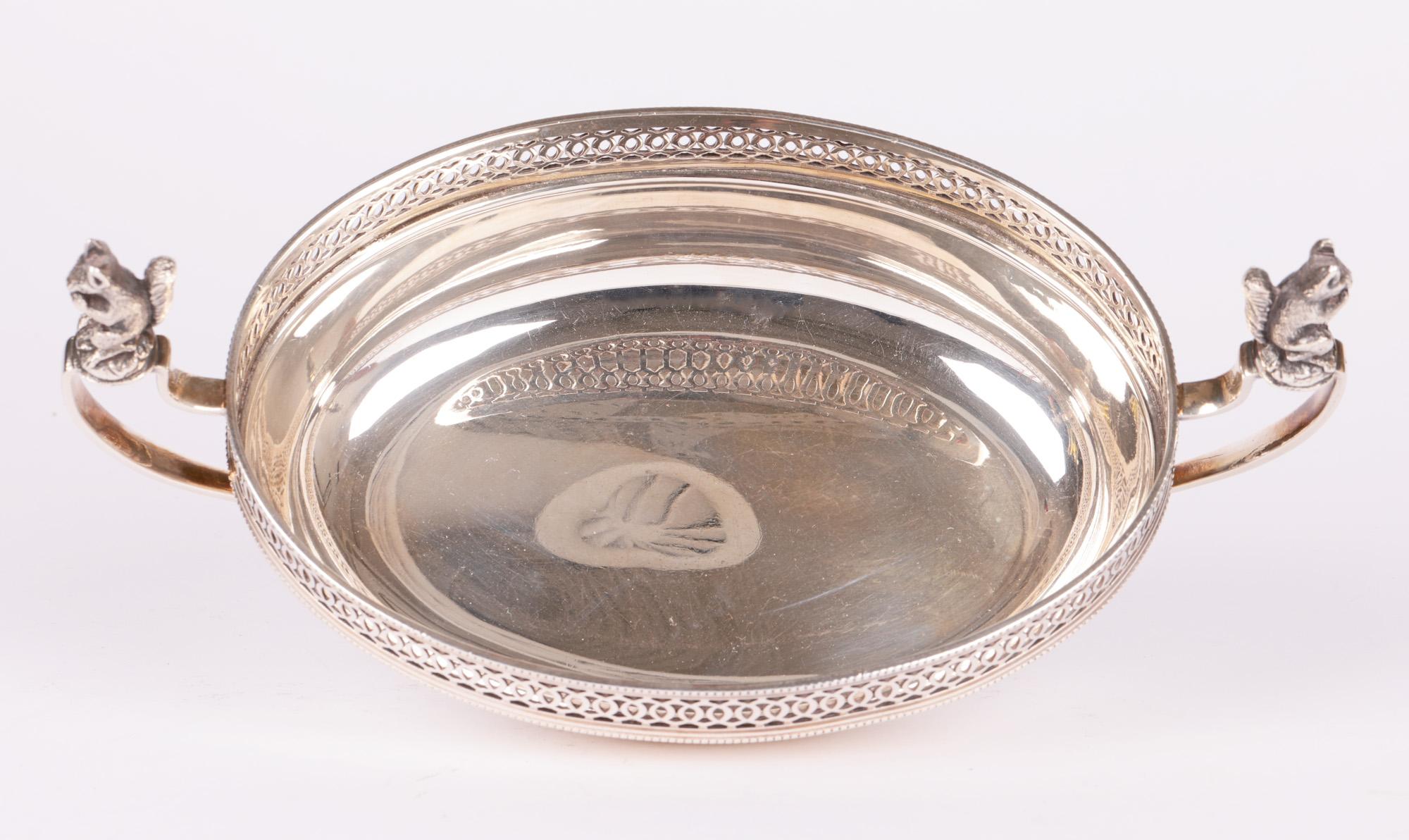 Silver Plate Edwardian Fine English Silver-Plated Squirrel Nut Dish