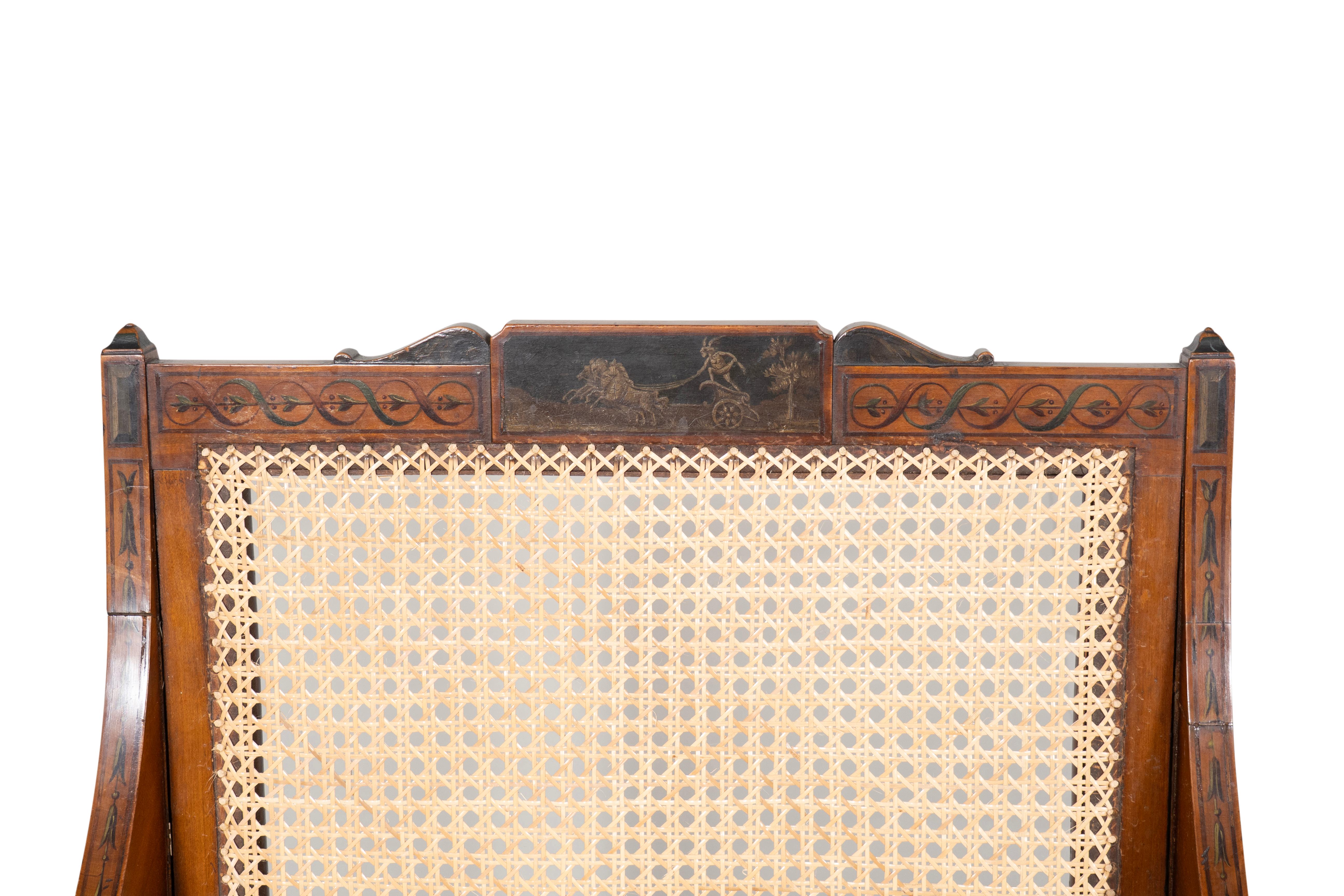 Edwardian Fein bemalt und Caned Satinwood Armchair im Angebot 4