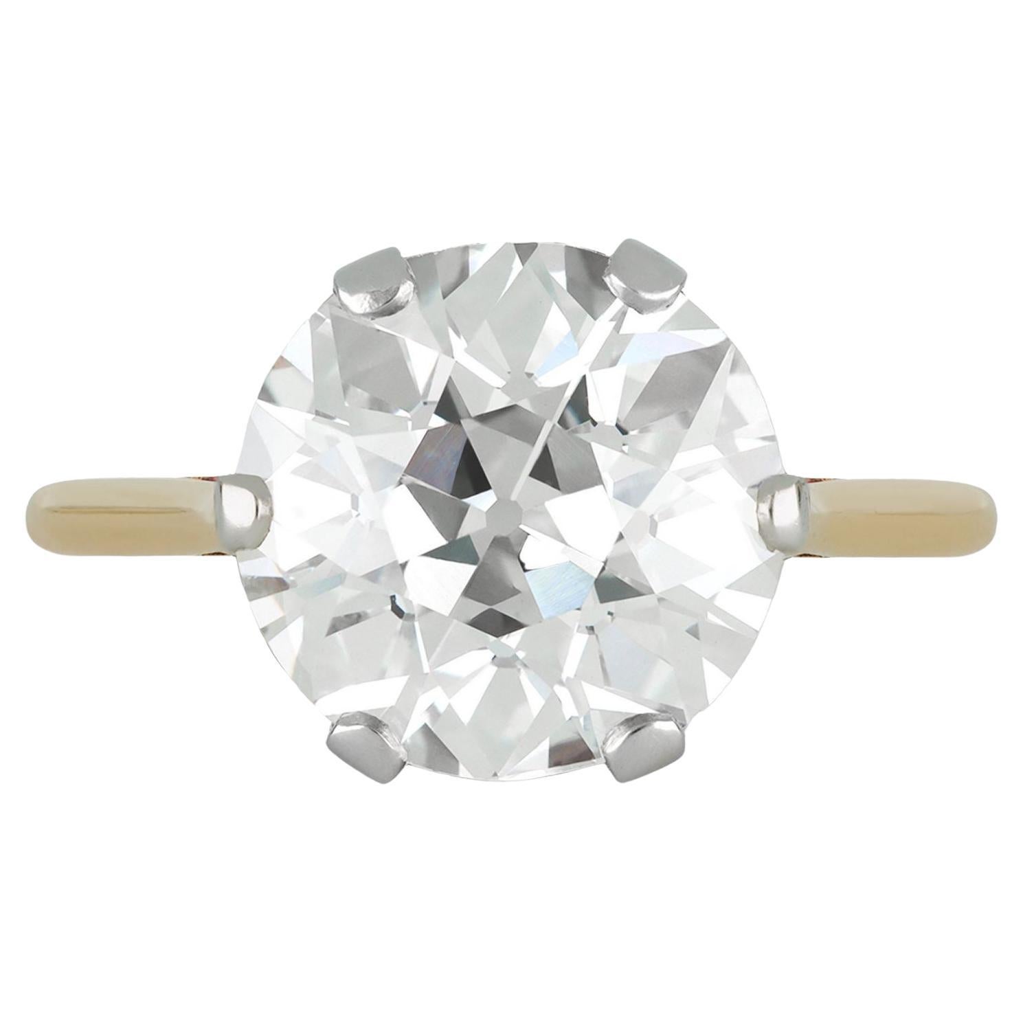 Edwardian five carat old cut diamond solitaire ring, circa 1910.