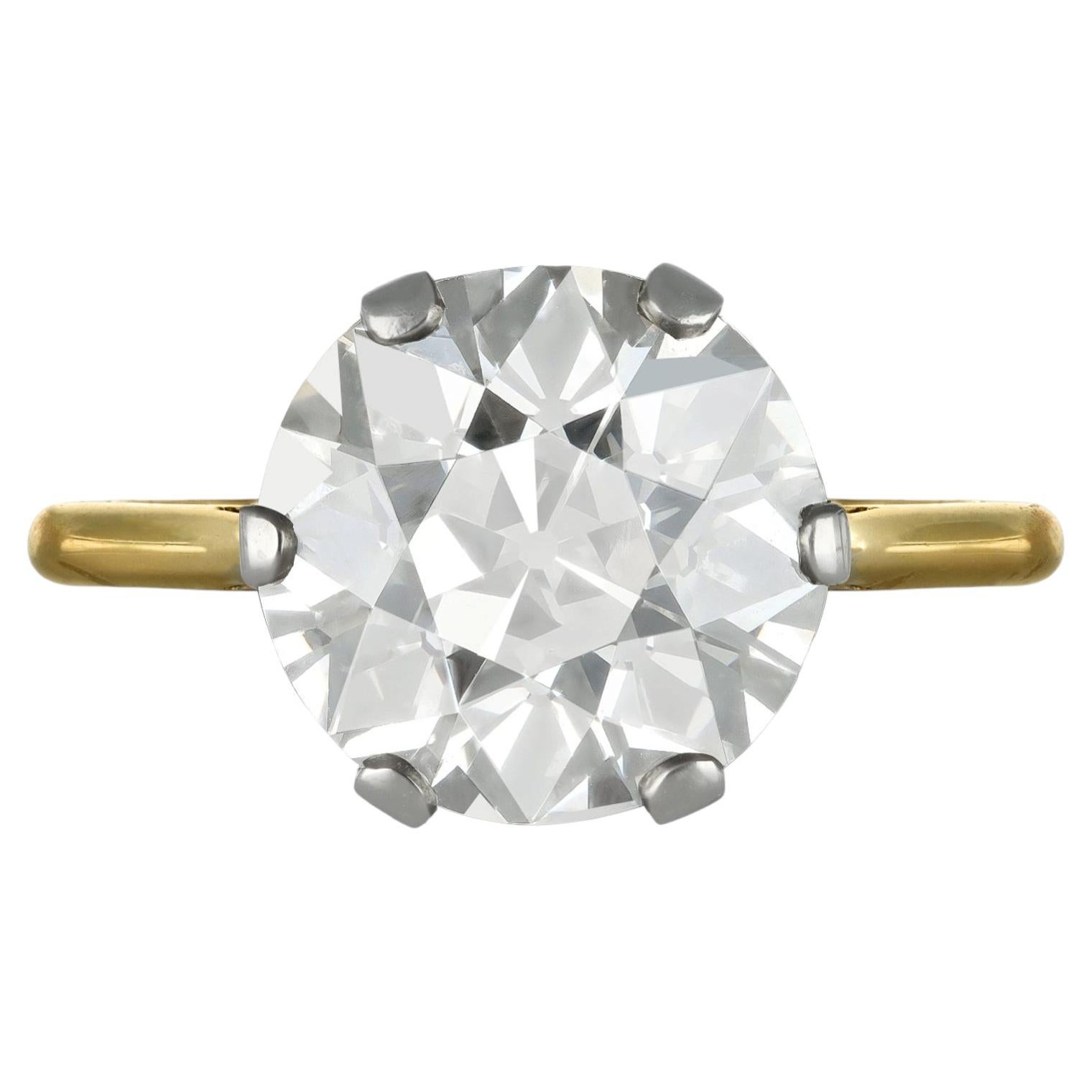 Edwardian 5.02 carat old cut diamond solitaire ring, circa 1910.