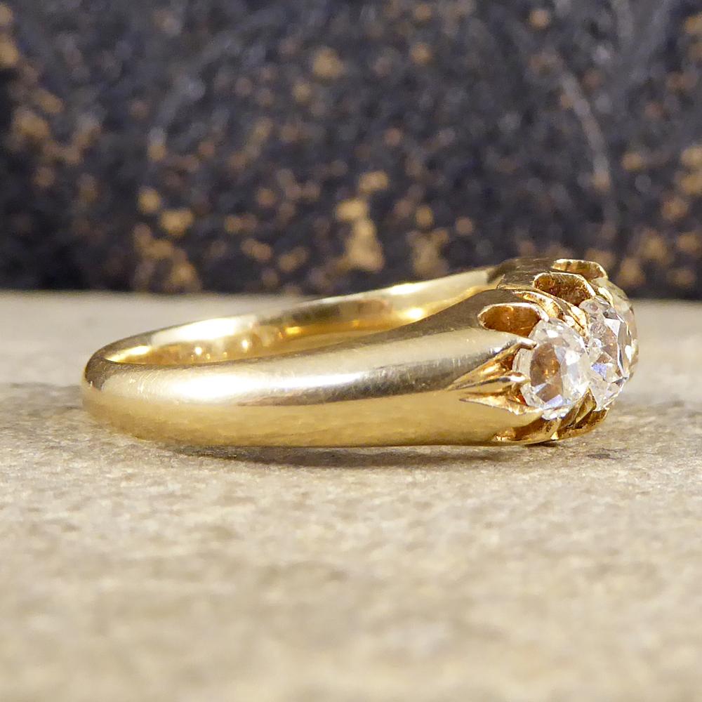 Old Mine Cut Edwardian Five-Stone 1.85 Carat Old Cut Diamond Ring in 18 Carat Yellow Gold