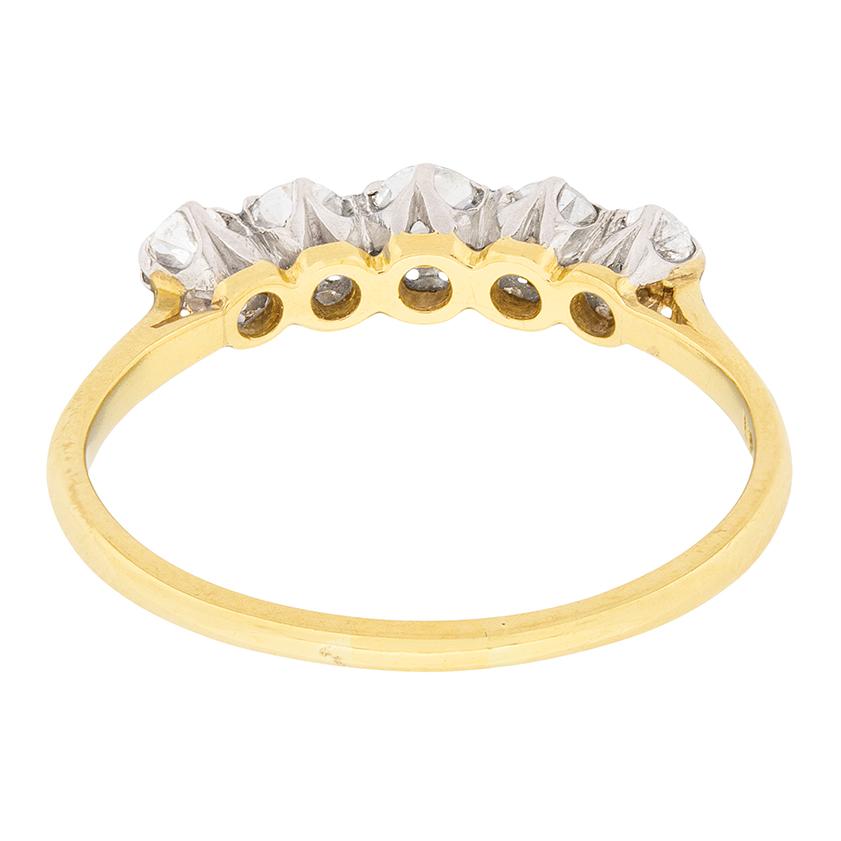 Women's or Men's Edwardian Five-Stone Diamond Engagement Ring, circa 1910