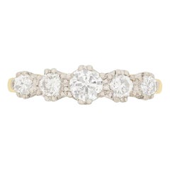 Bague édouardienne à cinq pierres et diamants, vers 1910