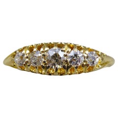 Edwardian Five Stone Diamond Ring, Claw Set in 18ct Yellow Gold, Hallmarked 1906