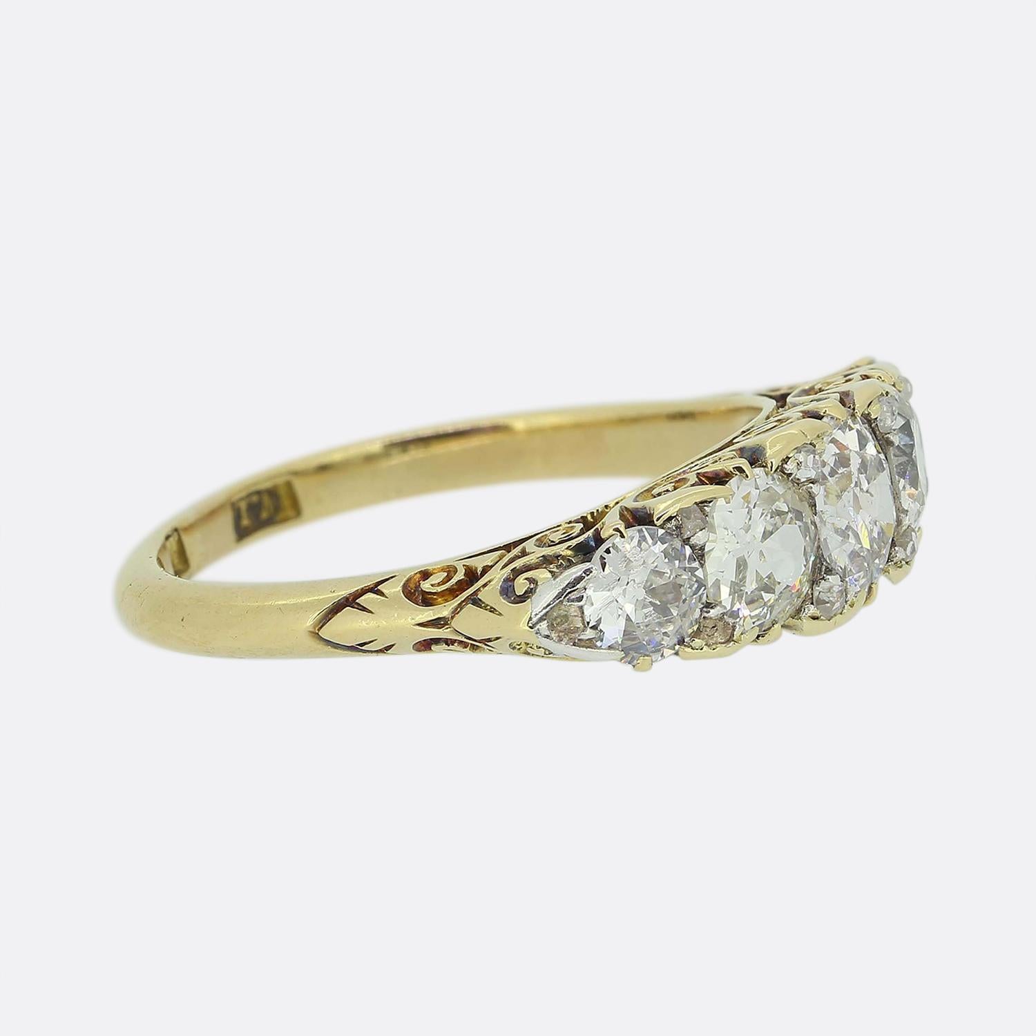 Victorian Edwardian Five-Stone Diamond Ring For Sale