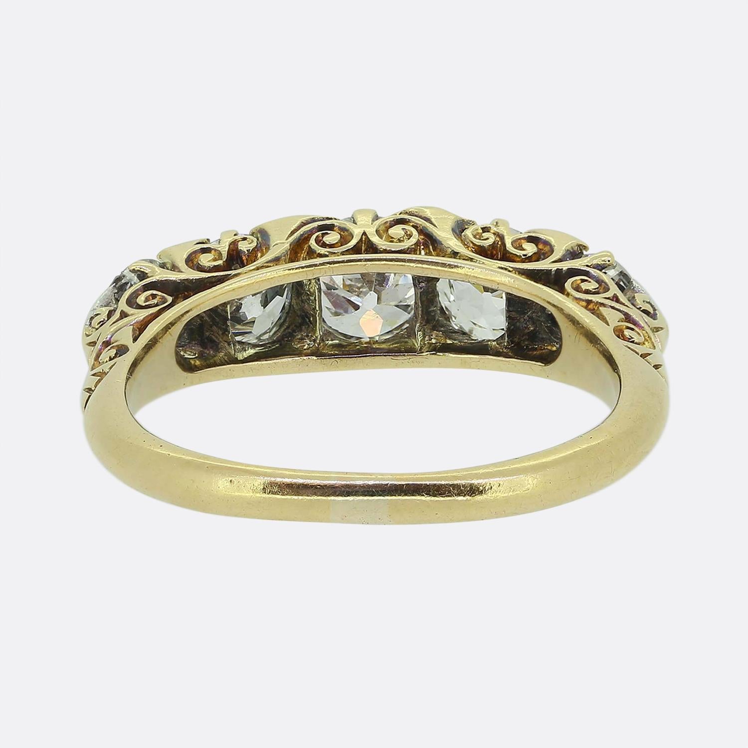 Old European Cut Edwardian Five-Stone Diamond Ring For Sale