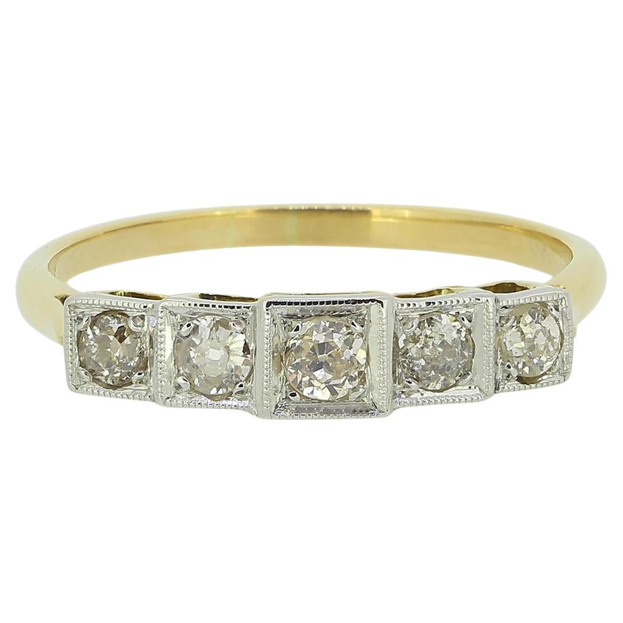 Edwardian Five-Stone Diamond Ring For Sale