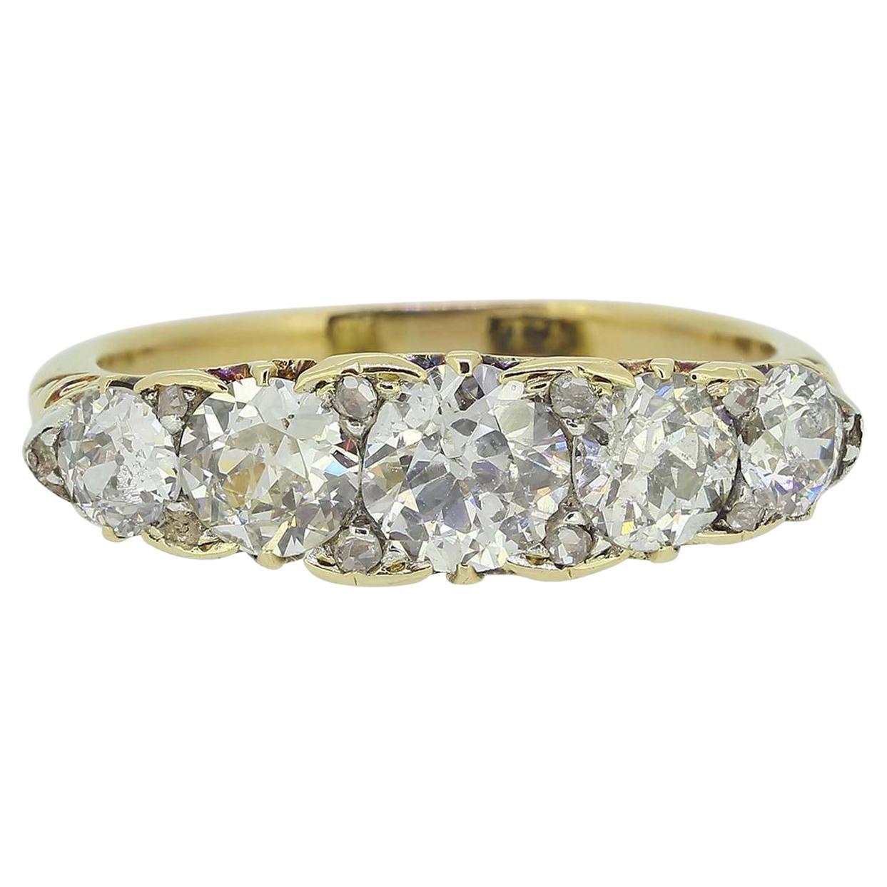 Edwardian Five-Stone Diamond Ring For Sale