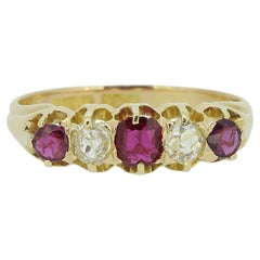 Edwardian Five-Stone Ruby and Diamond Ring