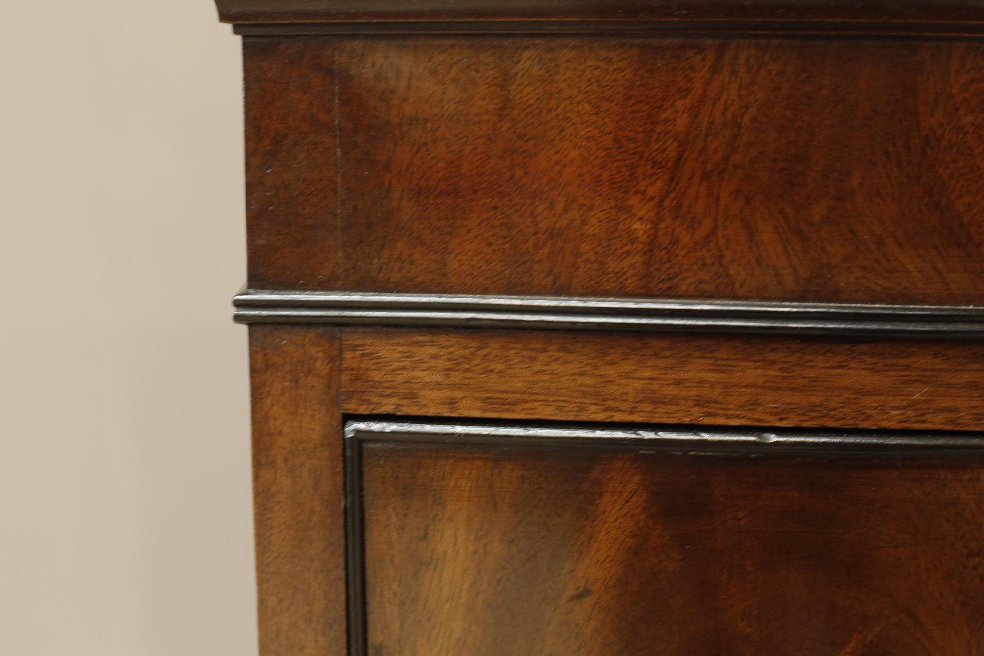 Edwardian flame mahogany chest of drawers by Marsh, Jones & Cribb 3