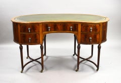 Edwardian Flame Mahogany Kidney Shaped Writing Table