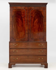 Edwardian Flame Mahogany Linen Press, Early 20th Century