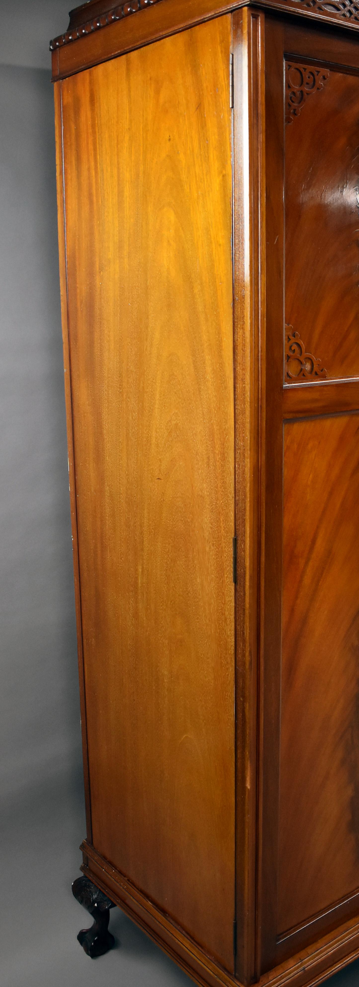 20th Century Edwardian Flame Mahogany Triple Wardrobe For Sale