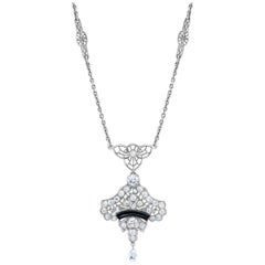 Edwardian “Fleur de Lis” Platinum Diamond Briolette Necklace