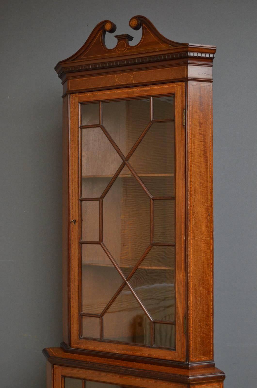 Edwardian Floor Standing Corner Cupboard In Excellent Condition In Whaley Bridge, GB