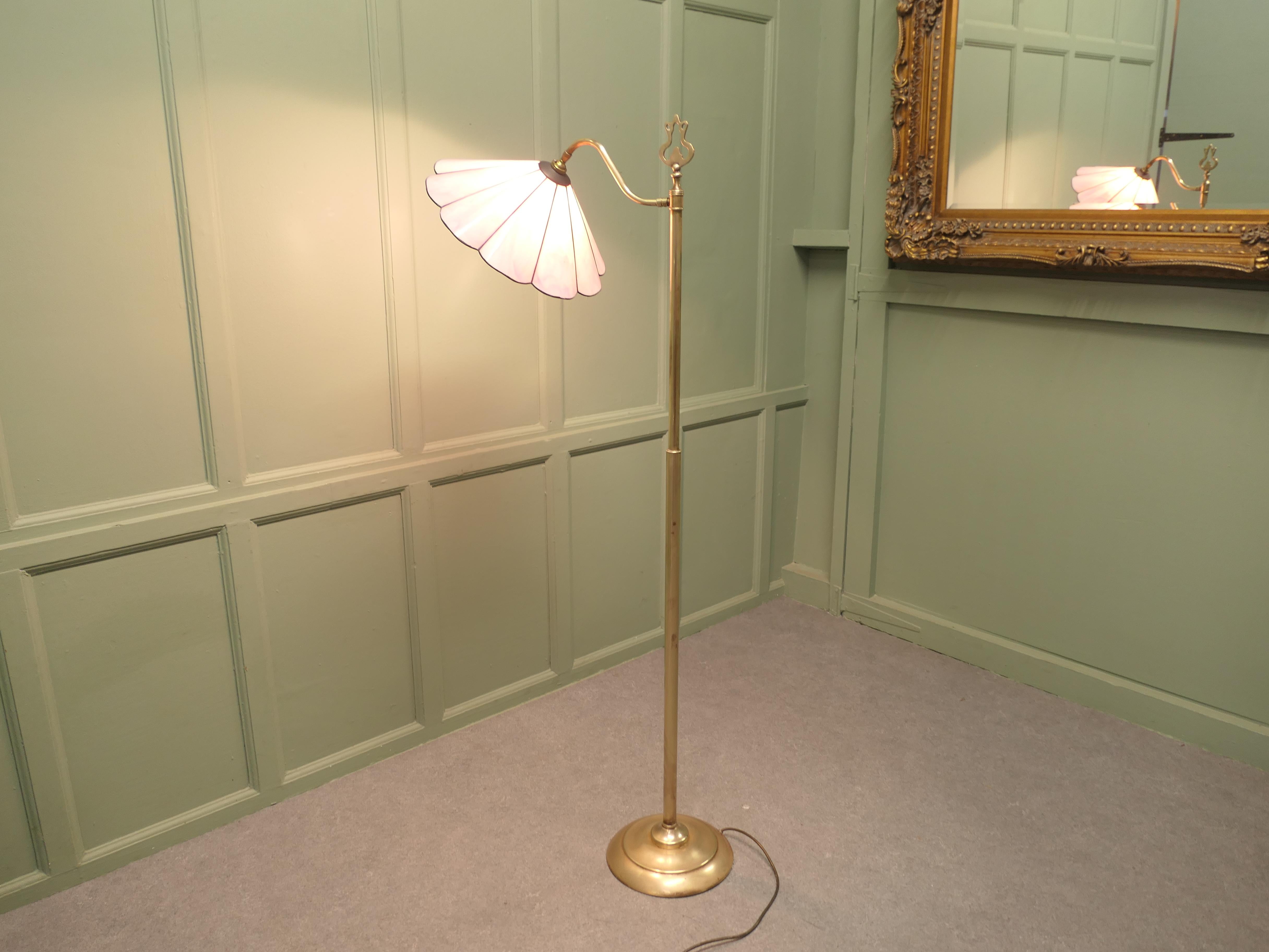 Edwardian Floor Standing, Swivel, Angle Reading Lamp In Good Condition For Sale In Godshill, Isle of Wight