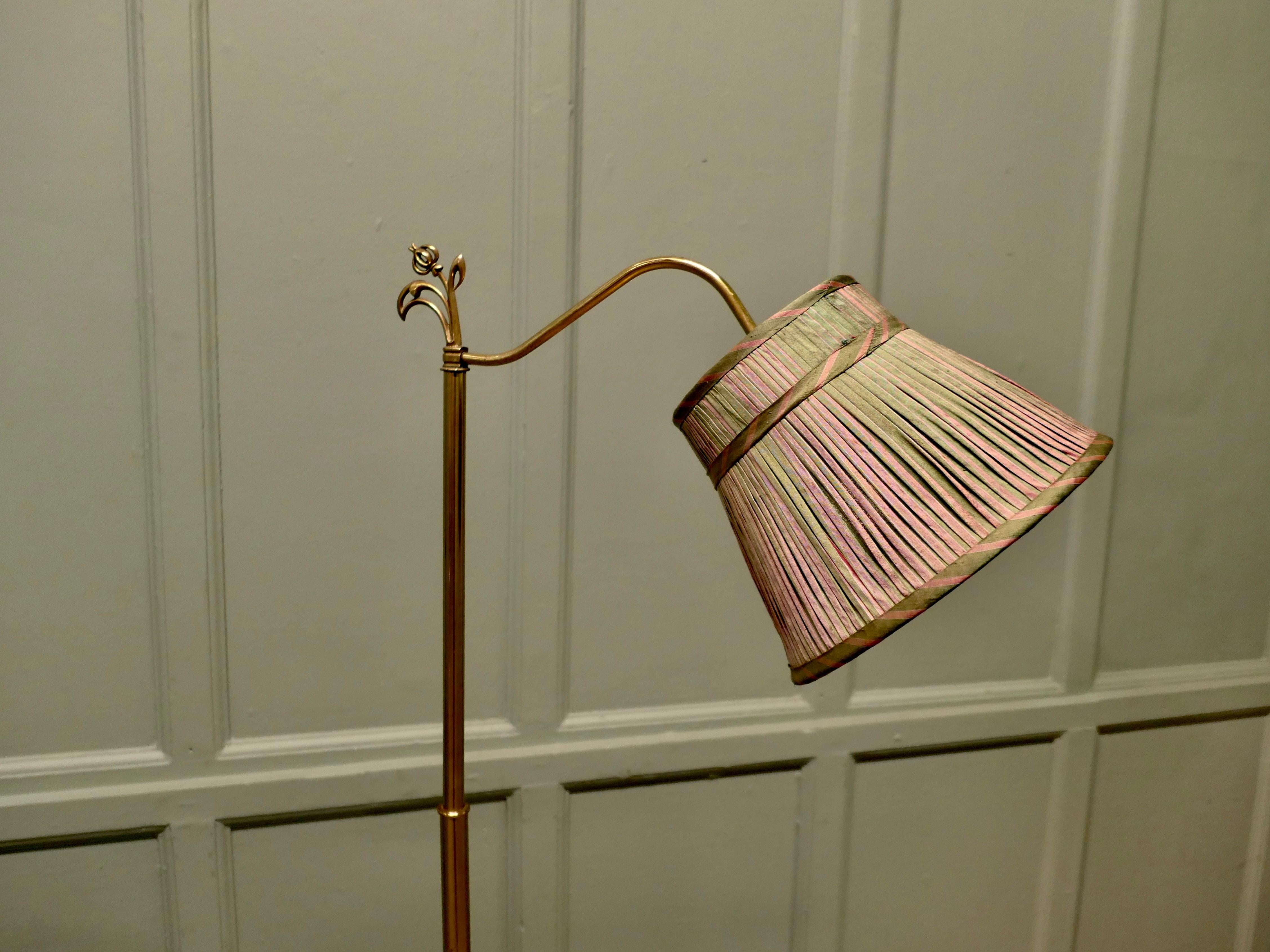Early 20th Century Edwardian Floor Standing, Swivel, Angle Reading Lamp For Sale