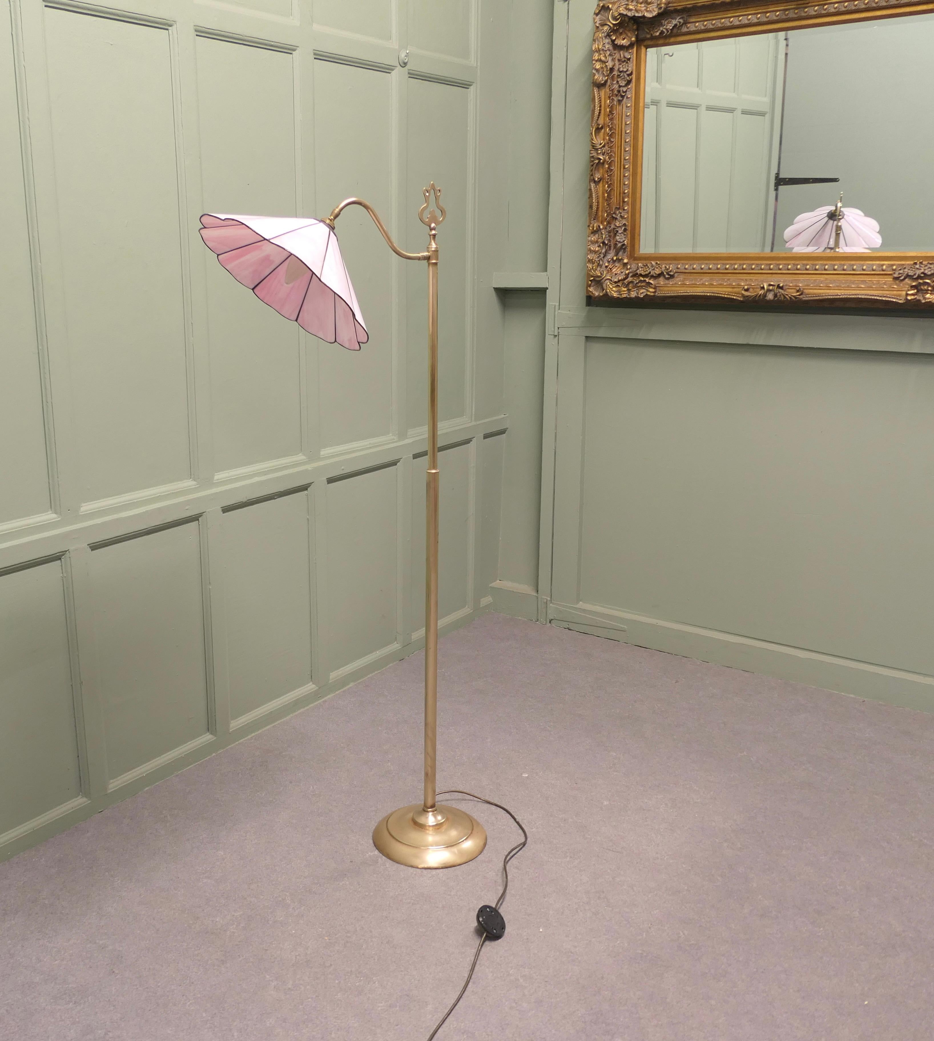Early 20th Century Edwardian Floor Standing, Swivel, Angle Reading Lamp For Sale