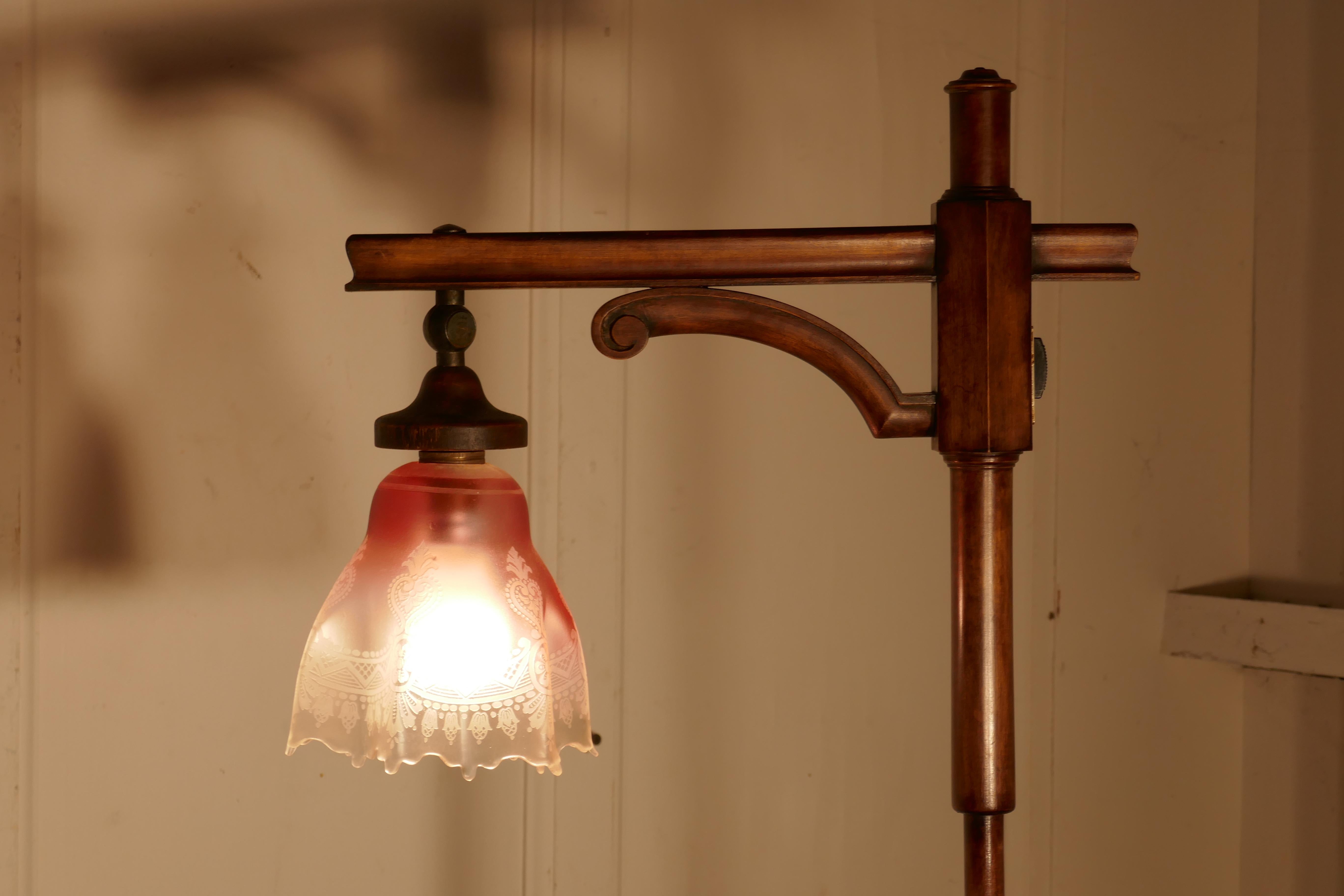 20th Century Edwardian Floor Standing, Swivel, Angle Reading Lamp