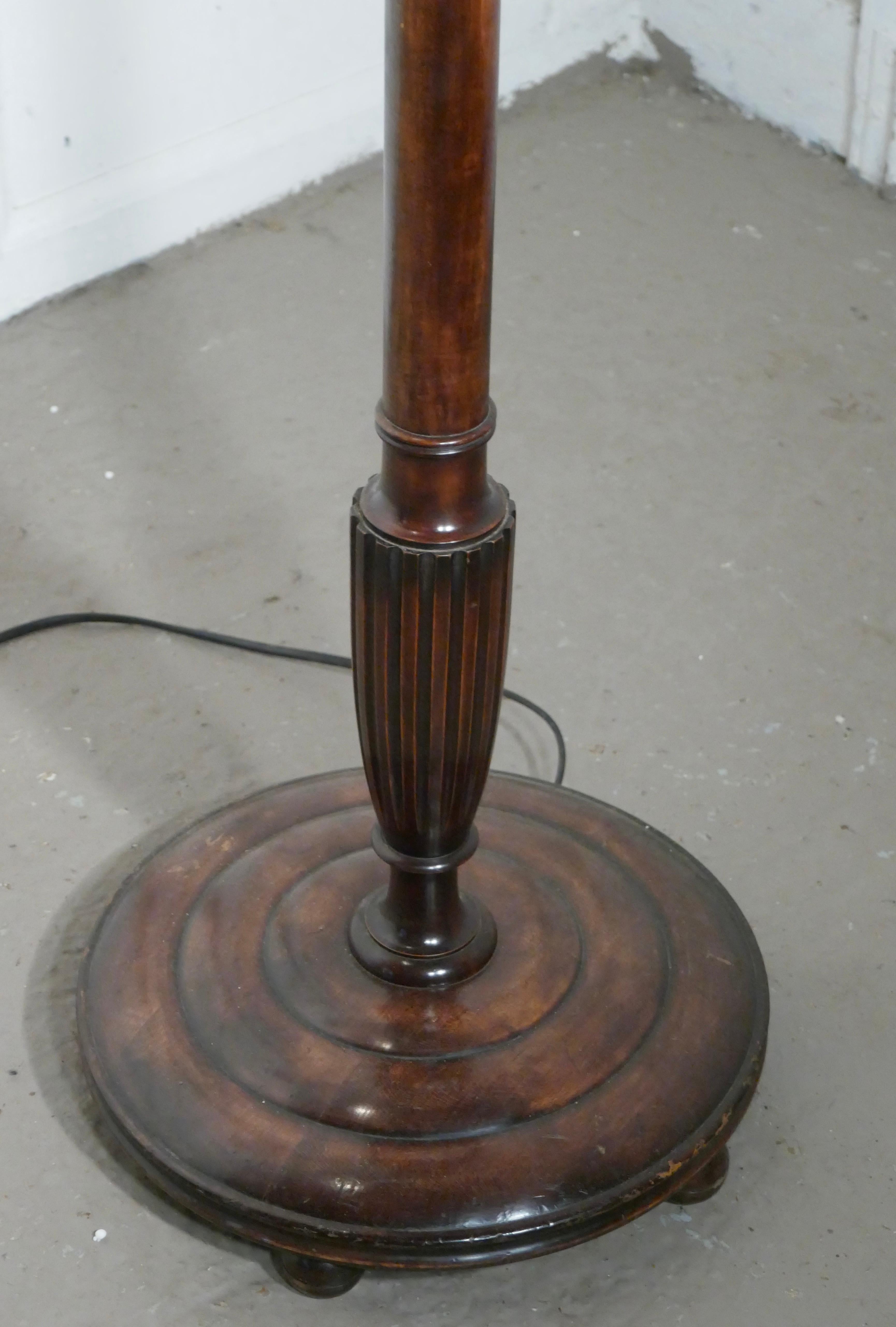 Beech Edwardian Floor Standing, Swivel, Angle Reading Lamp