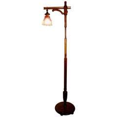Antique Edwardian Floor Standing, Swivel, Angle Reading Lamp