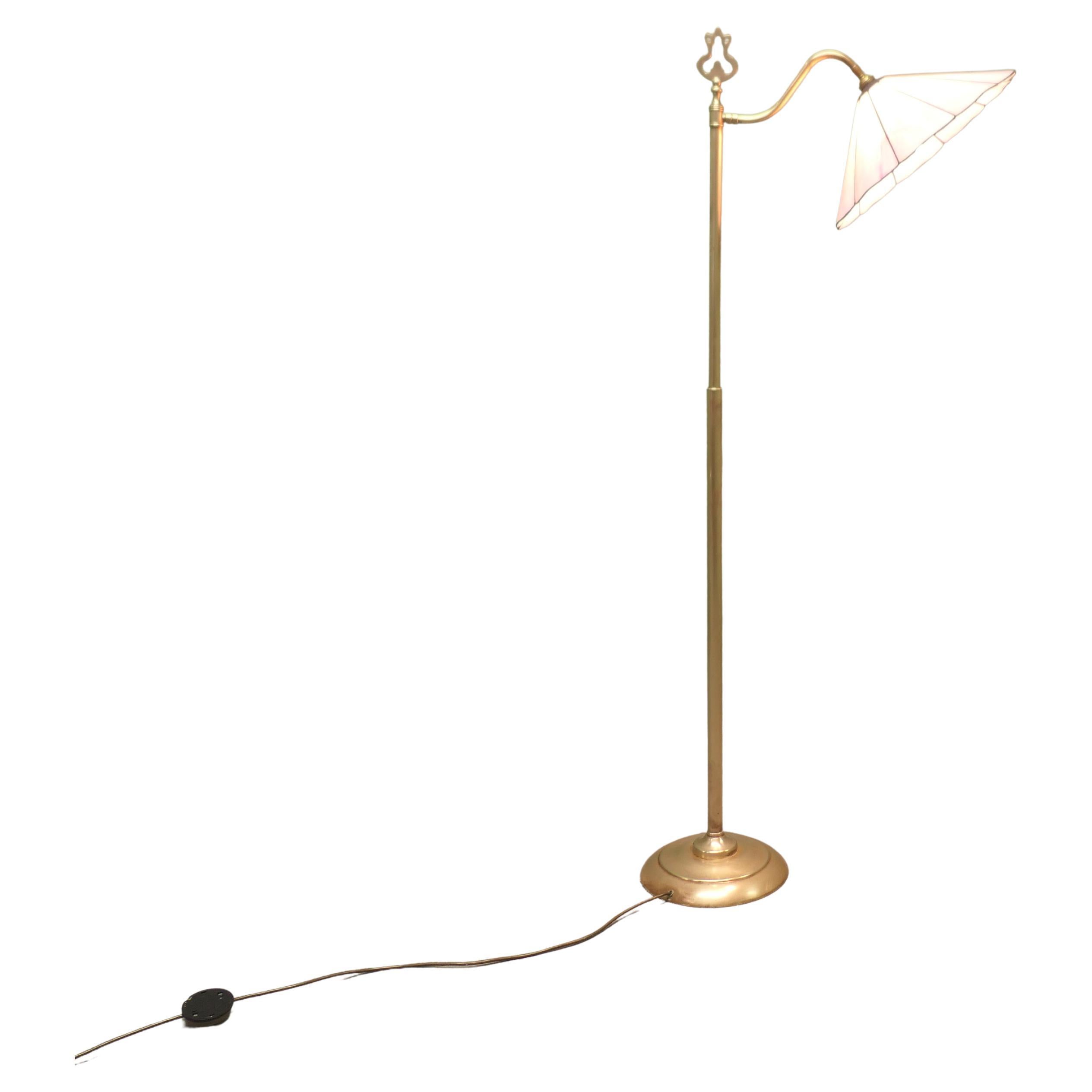 Edwardian Floor Standing, Swivel, Angle Reading Lamp For Sale
