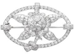 Edwardian Floral 3.11 Carat Diamond and Platinum Brooch