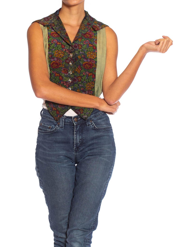 Rust Ikat Silk Single Breasted Waistcoat main image 1