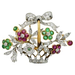 Broche édouardienne en forme de bouquet de fleurs