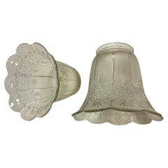 Edwardian Fluted Bell Lamp Shade by Gillinder Glass w/ 2 1/4" Fitter , Pair