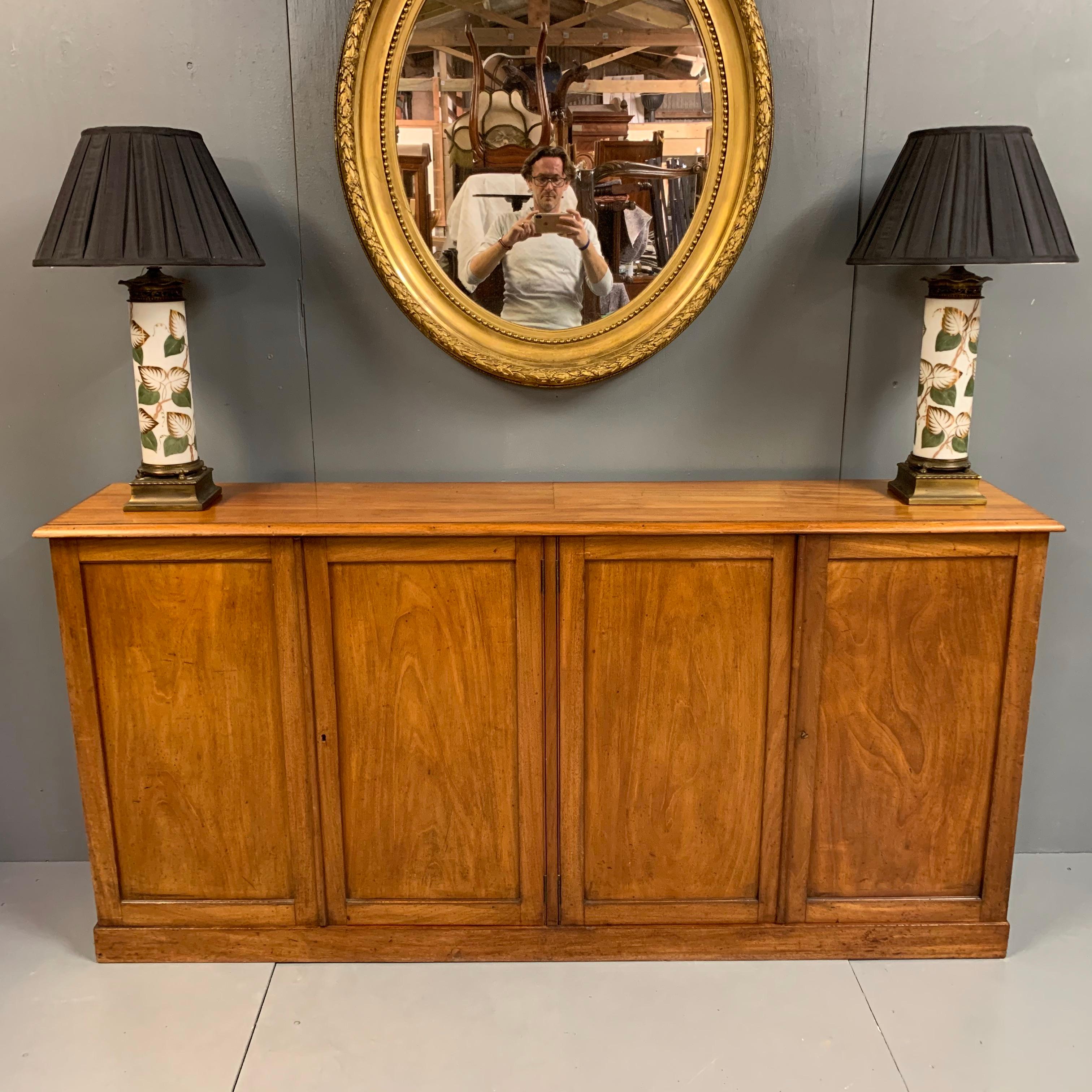English Edwardian Four-Door Pale Mahogany Low Bookcase, circa 1900