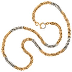 Edwardian French 18 Karat/Platinum Alternating Link Chain Necklace