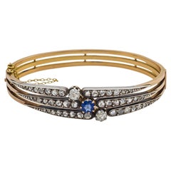 Bracelet français édouardien en saphir et diamant 18k/platine