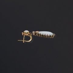 Edwardian French 18kt Opal + Diamond Dangle Earrings