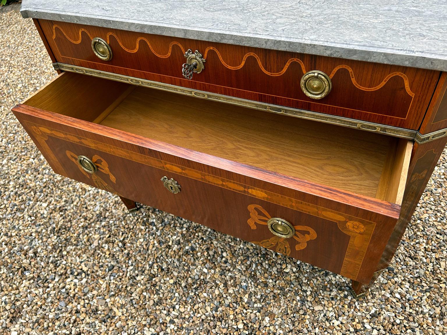 Edwardian French Commode Chest of Drawers with Marble Top For Sale 5